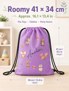 Customized Wildlife Zoo Animal Name Drawstring Bag - Personalized Zoo Text Backpack, Suitable For Picnic, Unique Gift Bag, Can Be Used As Birthday Party, Baby Shower Gift And Customized Birthday Gift - Multicolor - View 7