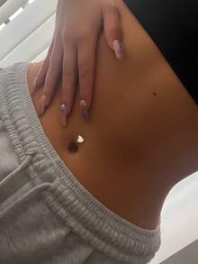 1pc S925 Sterling Silver Threaded Belly Piercing Stud, Inlaid With Heart-Shaped Diamond, Suitable For Daily Wear, Ideal Gift - Single Earring Accessories - View 3