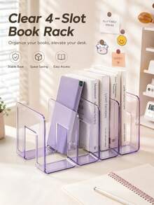 1件 4格桌面書架文件收納架，適用於辦公文件與學校用品 - A - 查看 6