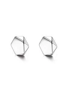 Clip On Stud Earrings For Men Polaris Geometry Circle Punk Fake Earrings Stainless Steel Non Piercing Silver Black Not Easy To Fall Halloween Jewel - Multicolor - View 13