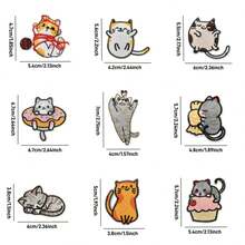 23pcs Cute Cat Embroidered Patches Set, Iron-On Appliques For DIY Clothing, Backpacks & Crafts, Fun Animal Gift - D - View 6