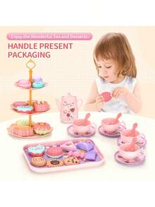 Girls And Boys Afternoon Tea Snack Tea Set Toy Set Includes Tea Set, Realistic Desserts, Carrying Case, Pretend Play Children's Kitchen Toy, 3-8 Years Old Girls Princess Birthday Party Gift (Accessory Colors Random, Gift Box Is Cardboard) - Multicolor - View 5