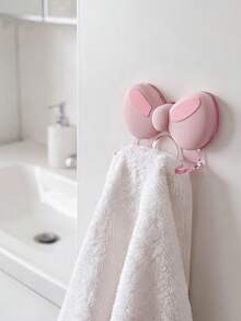 1pc Bow-Shaped No-Drill Toothbrush Holder, Multi-Functional Home Storage Rack - Pink - View 6