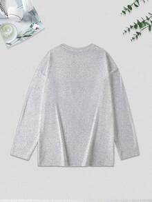 Custom Women's Long Sleeve T-Shirt - Add Your Text, Customize Your Text/Message/Birthday Wishes. Personalized Text Customization Sports - Light Grey - View 2