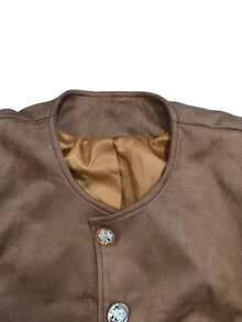 Fashionable Versatile Suede Fabric Slim Fit Women's Jacket, New Autumn/Winter Style, Suitable For Daily Commute, Vintage Short Length, With Lining, Seasonal Outfit - Brown - View 6