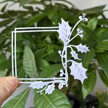 1pc Christmas Leaf Border Carbon Steel Scrapbooking Metal Cutting Template, DIY Paper Card Making Craft - Leaf - View 2