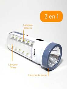 Lampara Emergencia Linterna Luz Led Recargable 3 En 1 - Blanco - Ver 5