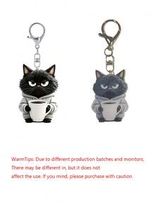 2D Flat Black Cat Holding Water Cup Pattern Keychain, Cute Pet Cat Keychain, Beautiful Fashionable Key Ring Wallet Handbag Decoration, Fashionable Cat Party Keychain, Novel Acrylic Design Key Ring Decoration, Durable And Lightweight, Suitable For Car Keychain, Phone Keychain, Backpack And Wallet Keychain Decoration - Can Be Used As Birthday Gift, Pet Lover Keychain Car Key Bag Pendant - One Size Fits All - View 10