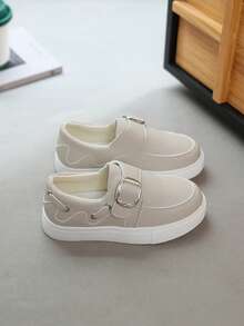 1 Pasang Sepatu Flat Anak Perempuan Bersol Lembut, Modis, Serbaguna, Anti Selip, Sepatu Sneaker untuk Aktivitas Luar Ruangan, Cocok untuk Anak Usia Sedang hingga Besar - Grey - View 6