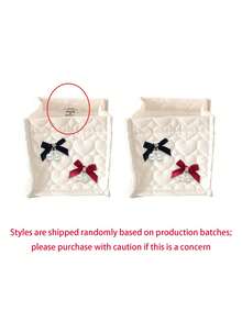 Heart Quilted Fabric Storage Basket With Pearl Bow, Desktop Cosmetic Organizer, Cute Bow Storage Box, Makeup Brush Holder, Stationery Organizer, Sweet Room Decor Box, Suitable For Dormitory Bedroom Cosmetic And Miscellaneous Storage, Back To School Dorm Essentials, Birthday Gift - Multicolor - View 11