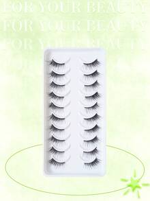 Half Eyelashes Corner Lashes Natural Lashes Half Lashes Faux Mink End Lashes Corner Eyelashes 3/4 Lashes Wispy 10 Pairs - Black - View 2