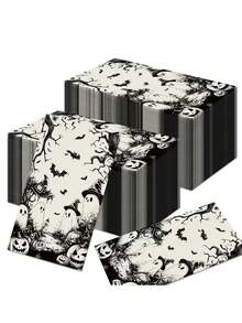 20pcs/1pc Halloween Ghost-Patterned Napkins-Featuring Ghost, Bat, And Pumpkin Designs; Perfect For Retro-Themed Parties, Halloween Gatherings, Spooky-Themed Nights, "Trick-Or-Treating," And Other Celebrations. - One Size Fits All - View 1
