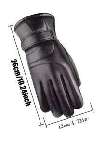 1 Pair High-Quality Synthetic Leather Winter Warm Gloves, Touchscreen Sensitive, Fleece Lining, Windproof And Waterproof - Multicolor - View 2