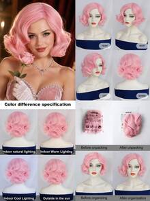 Women Retro Short Finger Wave Wig Multi Color Options High Temperature Synthetic Hair Breathable Mesh Cap Vintage Flapper Cosplay Wig For Retro Themed Party Halloween Carnival Costume Dress Up - Multicolor - View 3
