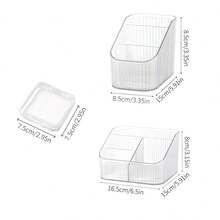 3pcs Portable Cosmetic Storage Box + Nail Art Storage Box (Set), Transparent Plastic Jewelry Storage Box, Makeup Organization And Storage, Hair Clips, Hair Accessories, Hair Ties And Other Jewelry Storage Box, Used For Bathroom Room Vanity Display Box, Bathroom Accessories - Clear - View 3