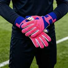 1 Par de Guantes de Portero de Fútbol/Fútbol, Equipo de Protección de Dedos Resistente al Desgaste y Antideslizante para Entrenamiento - Rojo - Ver 3