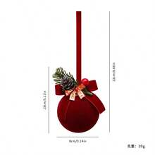 Christmas Red Cute Exquisite Bell Nordic Style Flocked Bow Hanging Ornament, Christmas Window Hanging Decoration - Red - View 13