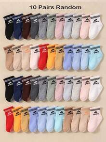5/10/20 Pairs Random Style Baby Anti-Slip Socks, Striped Triangle Pattern, Multi-Color Autumn Socks, Anti-Slip Sports Socks, Newborn Essentials, Baby Baptism Gift - Multicolor - View 18
