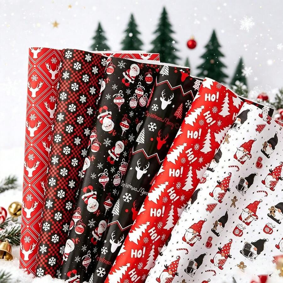 36/72 Sheets Premium Christmas Wrapping Paper (Includes Stickers) - Snowflake, Christmas Tree And Other Holiday Patterns, Suitable For Gift Wrapping And Decoration, Christmas Wrapping Paper - Style a - View 1