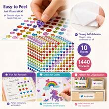 1440pcs/10 Sheets Colorful Laser Shiny Glitter Pattern Stickers, Geometric Style Colorful Stickers, Perfect For Office, Student Classroom, Gift Wrapping, Handmade Self-Adhesive Labels, Motivational Encouragement Star Stickers, Back To School Stickers, School Opening Decoration Stickers, Back To School Gifts - Multicolor - View 3