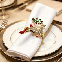 FILIAL MIN Christmas Metal Napkin Rings, Reindeer Garlands, Christmas Trees, Snowflake Napkin Rings, Napkin Clasps, Dining Table Decorations - Style 4 - View 7