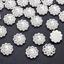 50pcs Shiny Rhinestone Flatback Cabochon Bease White Pearl Flower Patch Beads For DIY Jewelry Making Supplies Women Hair Accessories - Small Flowers - View 6