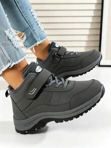 FZY New Winter Ladies' Thick Plush Snow Boots, Suitable For Winter Outings And Outdoor Activities. Fashionable Winter Nude Boots That Are Versatile. - Grey - View 6