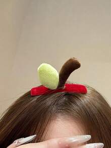 1/2PCS Cute Red Apple Hair Clips, Sweet Versatile Fuzzy Alligator Hair Clips, Women's Fashion Hair Accessories - Multicolor - View 3