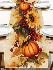 1 pieza Camino de mesa con girasoles, adecuado para decoración de mesa de cosecha de otoño con girasoles & colores cálidos de otoño, camino de mesa rectangular compatible para configuraciones de mesa de Acción de Gracias, se ajusta a mesa de comedor, mesita de noche, mesa de café - Amarillo - Ver 1