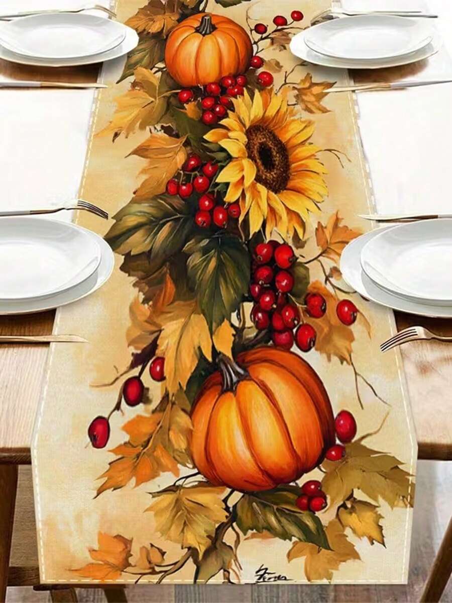 1 pieza Camino de mesa con girasoles, adecuado para decoración de mesa de cosecha de otoño con girasoles & colores cálidos de otoño, camino de mesa rectangular compatible para configuraciones de mesa de Acción de Gracias, se ajusta a mesa de comedor, mesita de noche, mesa de café - Amarillo - Ver 1