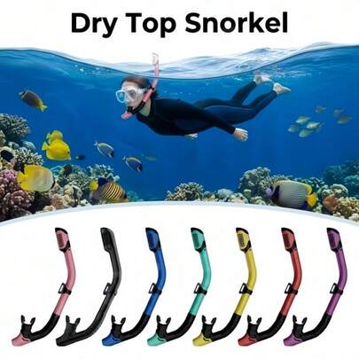 Colorful Dry Top Snorkel, Adult Swimming And Coral Reef Diving Breathing Tube. Dry Top Snorkel | Explore The Underwater World Freely | Dry Top Snorkel For Diving