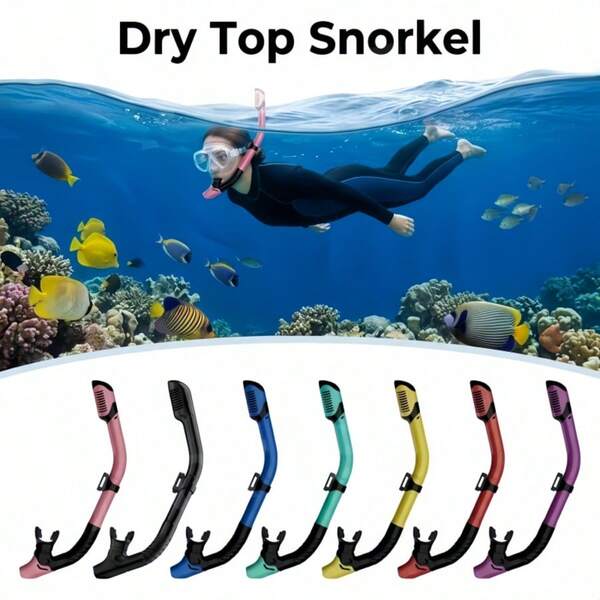 Colorful Dry Top Snorkel, Adult Swimming And Coral Reef Diving Breathing Tube. Dry Top Snorkel | Explore The Underwater World Freely | Dry Top Snorkel For Diving