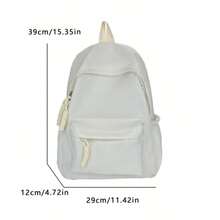 1pc Minimalist Solid Color Nylon Backpack, Woven Rope Zipper Design, Multi-Pocket Compartment Storage, Durable And Wear-Resistant Fabric, Large Capacity, Can Store Books, Stationery And Personal Items, Suitable For Daily School, Short Trips, Versatile And Timeless Style, Recommended Backpack For Back To School Season, Suitable As Christmas Gift, Halloween Gift, Thanksgiving Gift For Students And Teenagers - Multi-color - View 9