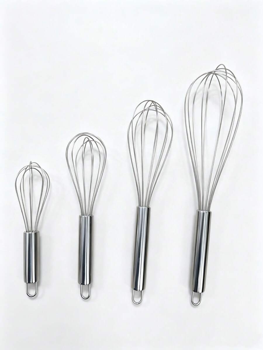 1pc/3pcs Stainless Steel Balloon Whisk Set, Upgraded Cooking Whisks For Mixing, Beating, Blending And Stirring - Silver - View 1