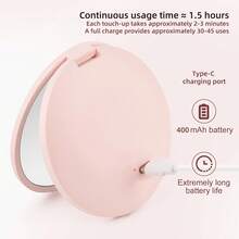 LED Portable Makeup Mirror,1X/2X Magnification LED Mini Compact Travel Makeup Mirror,Double‑Sided Foldable Travel Vanity Mirror With Type‑C Charging - Multicolor - View 6