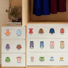10/5/2/1 Sets Cartoon Clothing Classification Cabinet Decals, Colorful PVC Removable Self‑Adhesive Drawer Stickers For Wardrobe Closet Drawer Home Organization Decor - Clothing Recognition Wall Stickers - View 5