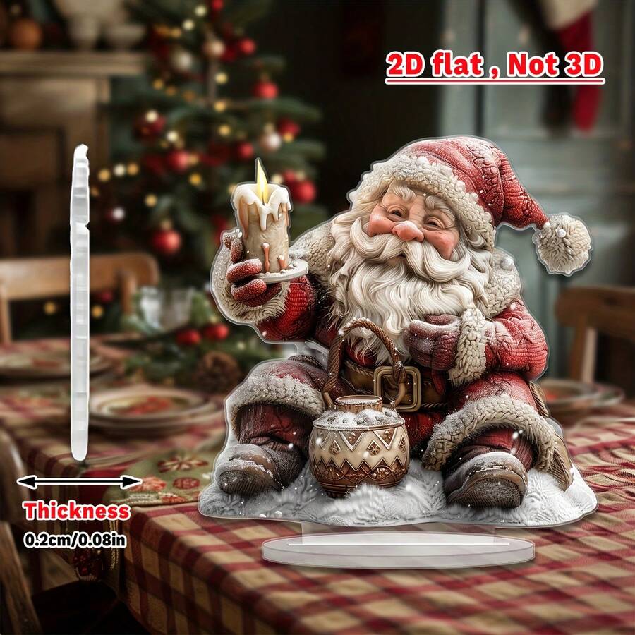 2D Datar, 1 buah, Ornamen Lilin Hangat Natal untuk Dekorasi Meja, Hadiah Natal, Dekorasi Meja Akrilik, Cocok untuk Suasana Rumah dan Kantor - A - View 1