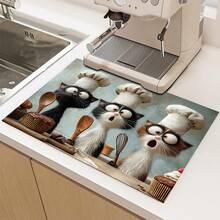 1pc Cat Chef Pattern, 2D Printed Flat Stove Protector Mat, Rubber Non-Slip Heat-Resistant Stove Cover Pad, Suitable For Induction Cooktop, Glass Stove, Multi-Functional Scratch-Resistant Mat, Best Choice For Oven, Washing Machine, Dryer, Kitchen Decoration. - Multicolor - View 16