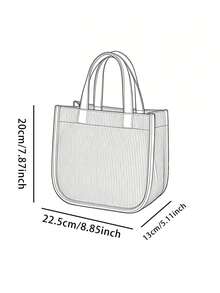 1pc Butterfly Print Corduroy Tote Bag, Snap Closure Cute Handbag, Reusable Student School Daily Outdoor Shopping Lunch Bag - Multicolor - View 4