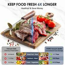 YASHE 180W Vacuum Sealer Machine, 12-In-1 Double Pump Food Saver With Built-In Cutter & Bag Storage, Easy-Lock Handle, Dry & Moist & Marinate, Memory Function, Includes 1 Roll Of Vacuum Bags & Hose - US A Type Plug(110-127V) - View 7