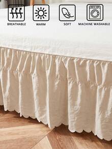 1pc Solid Beige Bed Skirt With Asymmetrical Cut Ruffle Hem, Minimalist Daily Fresh Natural Cute Classic Style, Polyester Fiber Comfortable Breathable All-Season, Suitable For Bedroom Scene, Home Decor, Cozy Bedding - Camel - View 5
