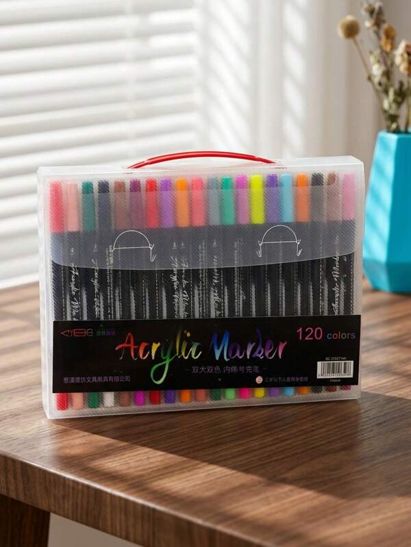 24/48/72/96/120 Colors Acrylic Paint Marker Set, Waterproof High Pigment, With Storage Bag, Suitable For Stone, Canvas, Ceramic