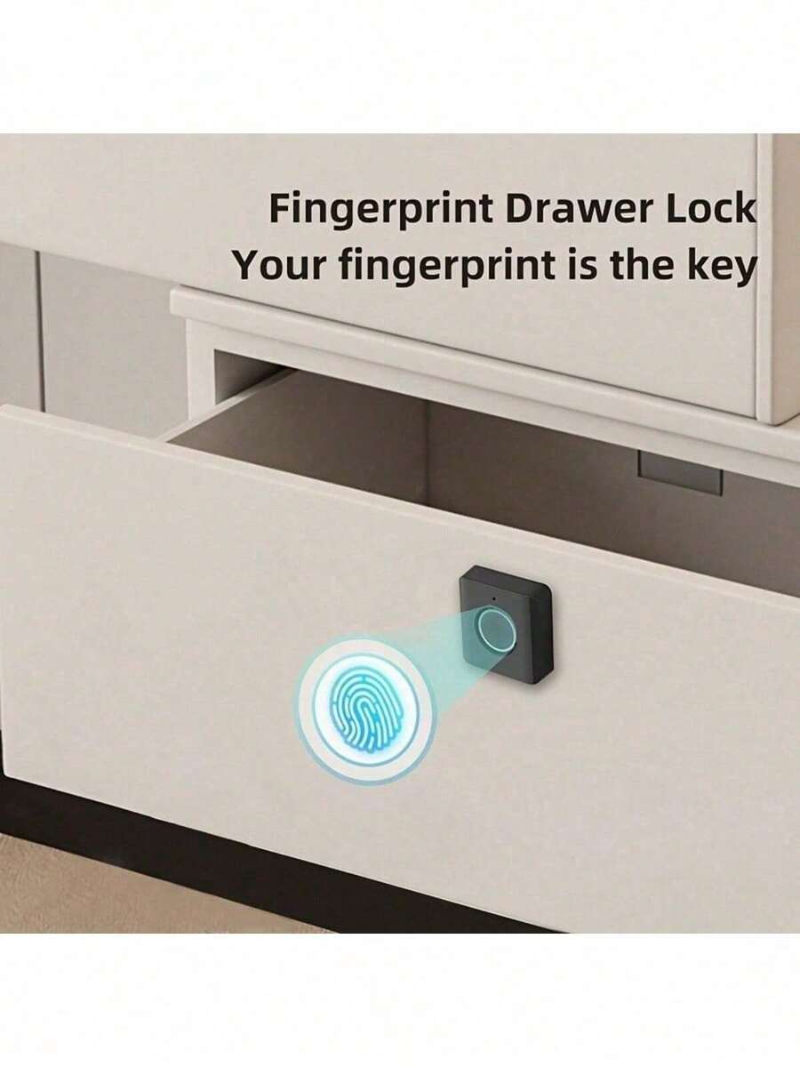 K16 Double Door Smart Fingerprint Cabinet Lock Compact ABS Biometric Drawer Lock One Touch Unlock AAA Battery Powered Easy Install Lock For Home Office File Shoe Cabinet No Batteries Included - View 1