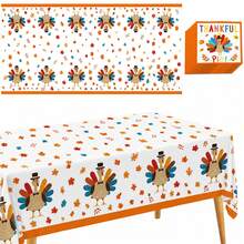 41pcs/Set Thanksgiving Tablecloth And Paper Napkin Set, Turkey Maple Leaf Tablecloth Napkins, Autumn Harvest Party Dinner Decoration Supplies - Multicolor - View 1