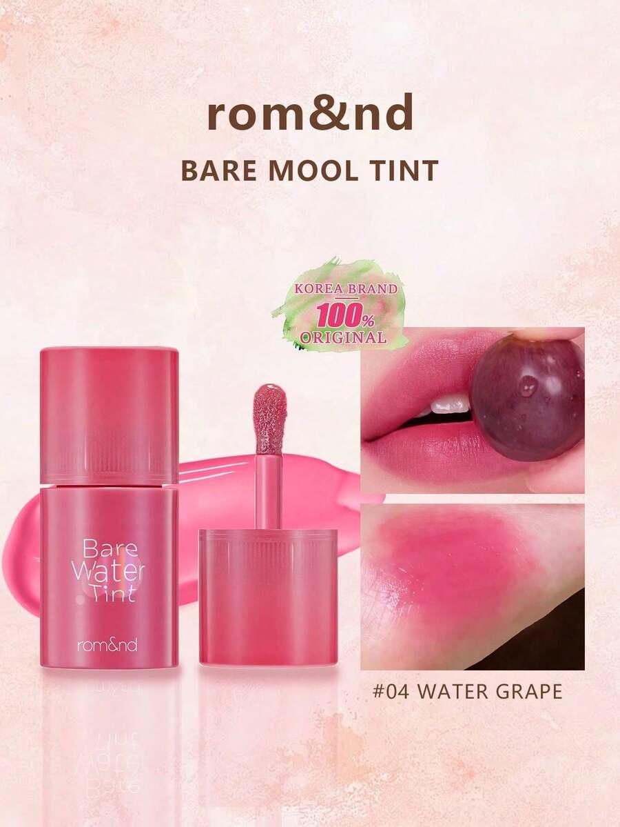 Rom&nd Romand BARE MOOL 唇彩 #04 葡萄水色,亮泽唇膏,色彩鲜艳,持久显色,MLBB(My Lips But Better,我的唇色,但更美),质地轻盈,保湿持久唇彩,高显色度,亮泽,纯素,韩国彩妆,4.5克(0.16盎司),赠品 - #04 WATER GRAPE - 查看 1