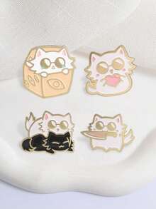 1pc Cute Fashion Cat Glasses Enamel Brooch, Lapel Pin For Clothes And Backpack, Unisex Daily Accessory, Holiday Gift - Multicolor - View 6