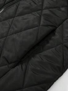 Rompi Pria Kerah Tegak Quilting, Rompi Hangat Tanpa Lengan Kasual, Pakaian Luar Multifungsi Musim Gugur/Dingin - Hitam - View 4