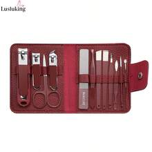 LUSLUKING 12件組不鏽鋼指甲剪套組，完整美甲工具組，含指甲剪、指甲锉、挖耳勺、修眉刀，便攜式美甲美容工具套裝 - 彩色 - 查看 5