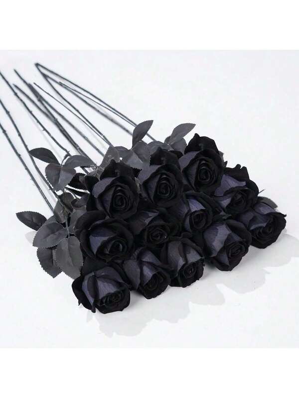 1/5/10/12 piezas Ramo de regalo del Día de San Valentín de 14.9 pulgadas en color negro, rosas artificiales premium, adecuado para decoración del hogar, decoración de la habitación, decoración de mesa, decoración de boda, ramo de novia, corsage de muñeca, elaboración de ramos. Adecuado para el hogar, restaurante, dormitorio, ramo de decoración de jarrón, decoración de pastel de fiesta de cumpleaños DIY, regalos del Día de San Valentín y Año Nuevo, accesorios de fotografía, decoración de jarrón, decoración de Año Nuevo, decoración de jardín exterior.