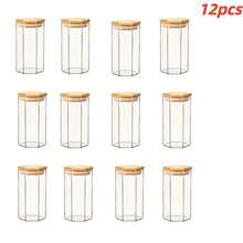 Glass Storage Jars With Bamboo Lids, Hexagon Clear Food Canisters Set, Airtight Kitchen Containers For Candy, Cookies, Grains, Spices, Nuts, Dry Pantry Organizer Jars For Countertop Cabinet, 6/12 Pack - View 7
